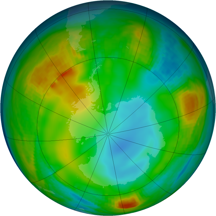 Antarctic ozone map for 15 June 1980